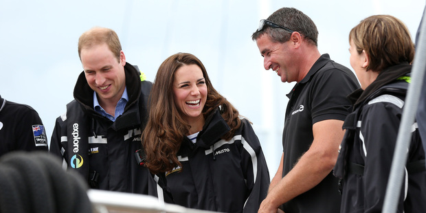 The Duke and Duchess at Auckland's Viaduct Harbour, where Kate would go on to win both races. Photo / Fiona Goodall