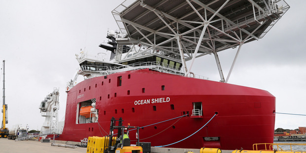 The Australian navy ship Ocean Shield is docked at naval base HMAS Stirling while being fitted with an autonomous underwater vehicle. Photo / AP