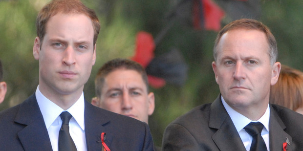 Prince William and Prime Minister John Key. Photo / Geoff Sloan