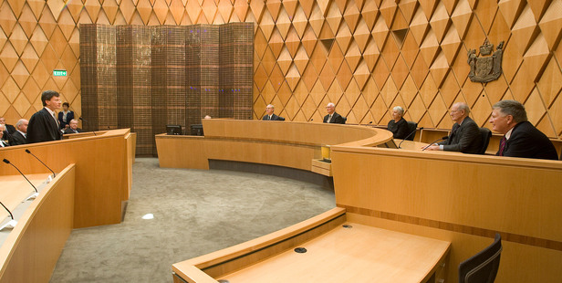 Attorney-General Chris Finlayson speaks to the judges of the Supreme Court in this file photo. Govt is paying a private PR company to maintain the website that posts judicial decisions online. Photo / Marty Melville