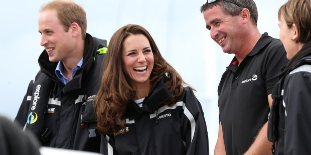The Duke and Duchess of Cambridge had fun on the harbour in Auckland. They will head to the South Island on Sunday.
Photo / Pool