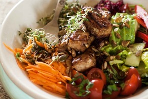 Aaron's very vibrant salad with tasty tofu.
Photo / Random House