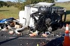 The cab of the light refrigerated truck was ripped off in a collision with a much larger truck. Photo/Ron Burgin The cab of the light refrigerated truck was ripped off in a collision with a much larger truck. Photo/Ron Burgin