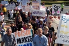 About 300 people, joined by Rotorua MP Todd McClay (front right), marched from Kuirau Park to City Focus on Saturday. Photo/Stephen Parker About 300 people, joined by Rotorua MP Todd McClay (front right), marched from Kuirau Park to City Focus on Saturday. Photo/Stephen Parker