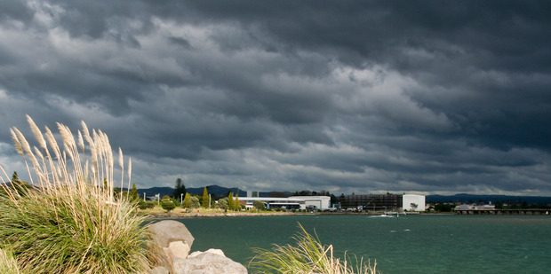 Storm clouds gathering over Tauranga.