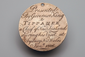 The engraved silver taonga was given to Bay of Islands chief Te Pahi by Philip Gidley King, the third Governor of New South Wales.