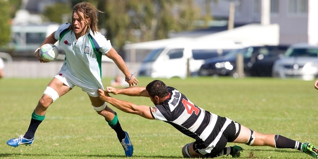 Old Boys Marist and Taniwha player Dan Pryor evades the tackle of Kamo's Roy Griffin during Old Boys Marist's comprehensive 37-17 win. Photo/Ron Burgin