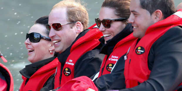 Catherine Duchess of Cambridge and Prince William, Duke of Cambridge travel on the Shotover Jet. Photo / Getty Images