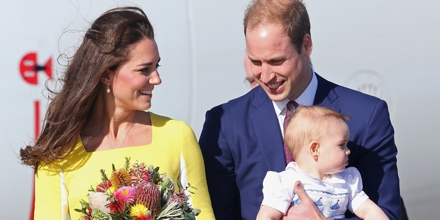 The Duke and Duchess and Prince George arrive in Sydney to waiting dignitaries and the media. Photo / Getty Images