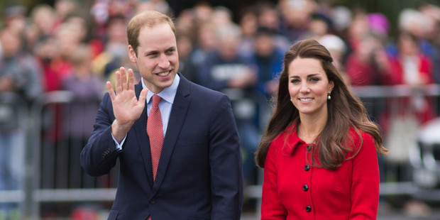 The Duke and Duchess of Cambridge are greeted at Botanical Gardens in Christchurch. Photo / Greg Bowker