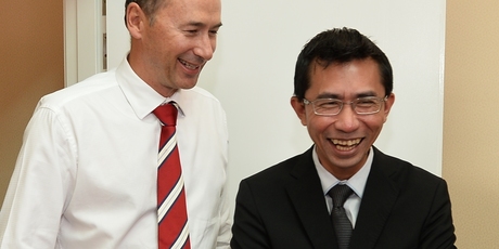 Alex Price, chief executive of Fertility Associates, left, with Dr Junaidi Ismail, associate director of medical services at Qualitas Medical Group.