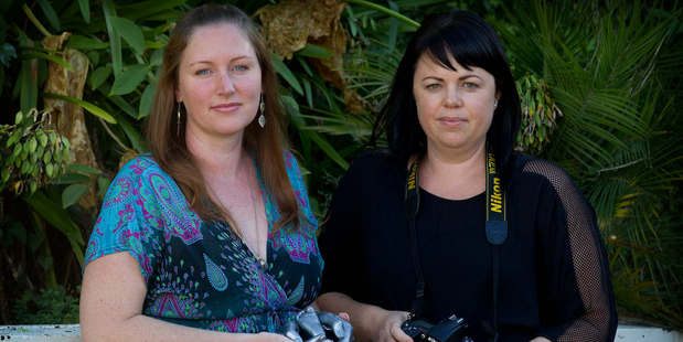 Caster Jen Christiansen (left) and photographer Cassie Emmett record stillborns for families. Photo / Christine Cornege