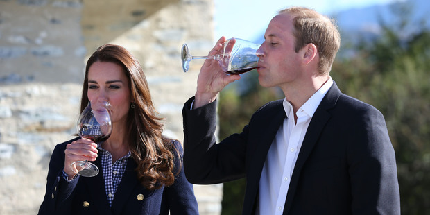 Kate and William's sampling of a range of wines during a visit to Amisfield. Photo / AFP