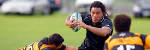 Siaosi Iongi, former Tongan sevens international, makes a break for Rangataua in the loss to high- flying Te Puke Sports on Saturday. Photo/Andrew Warner