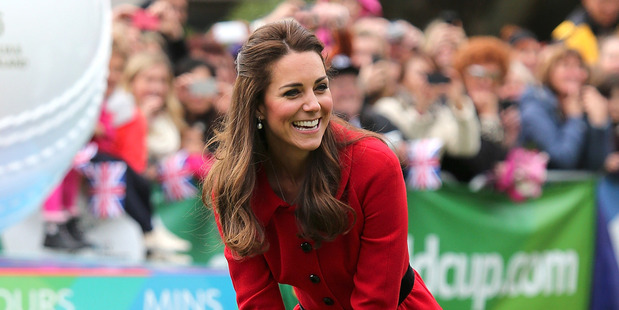 Catherine, Duchess of Cambridge plays a game of cricket during the Christchurch visit. Photo / Getty Images