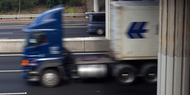 A truck on the South-Western Motorway in Auckland.