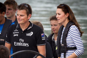 Catherine, Duchess of Cambridge on the water with Team NZ. Photo / Sarah Ivey