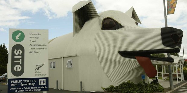 The Tirau Information Centre is one of two giant corrugated iron sculptures in town. Photo / Amos Chapple