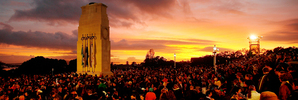 Thousands of people at the Anzac Day dawn service at the cenotaph at the Auckland War Memorial Museum. Photograph: Greg Bowker