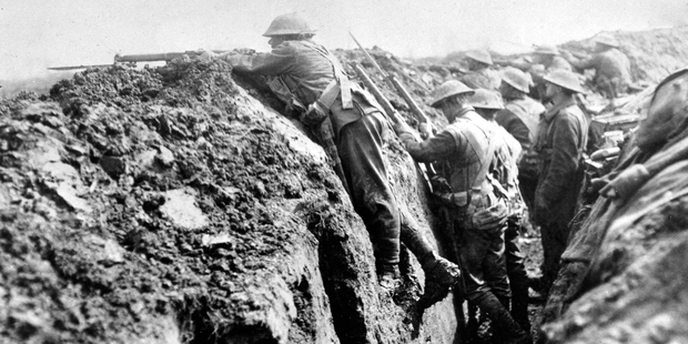 Ormond Burton (left) in the trenches at Le Signy Farm in France during World War I. Photo / supplied, John Douglas Publishing