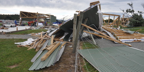 The remains of a hangar at the Greymouth aerodrome. Photo / Greymouth Star