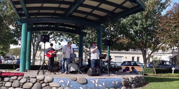 A jazz band performs in Greerton Village