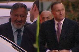 Maori Party co-leader Pita Sharples and Prime Minister John Key arriving at the event. Photo / Maori Television