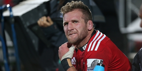 Kieran Read failed a sideline concussion test after copping a swinging arm to the jaw late in the first half against the Chiefs. Photo / Getty Images