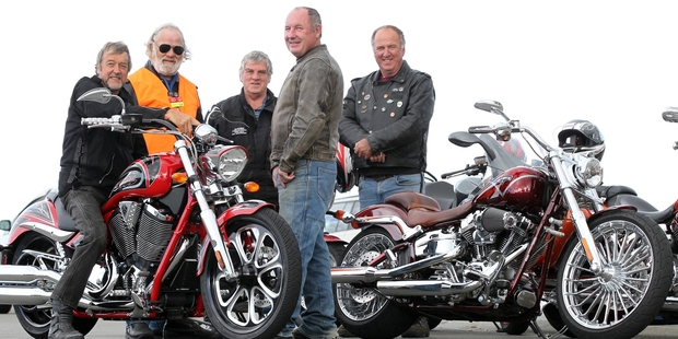 Ulysses Motorcycle Club Hawke's Bay members Len June Taradale, Cliff Haydon, Napier, Jeff McPhun, Taradale, Robert Anderson, Taradale and Barry Robertson, Napier. Photo/Duncan Brown