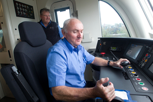 Train driver John Keenan going through training on Auckland Transport's new electric commuter trains. Photo / Richard Robinson