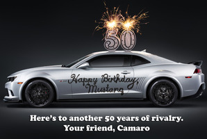 Chevrolet Camaro's cheeky 50th message. Photo / Supplied