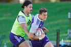 Ambrose Curtis is stopped by Ben Lam in day one of the three-day All Blacks Sevens trials held at Blake Park yesterday. Photo/Andrew Warner Ambrose Curtis is stopped by Ben Lam in day one of the three-day All Blacks Sevens trials held at Blake Park yesterday. Photo/Andrew Warner