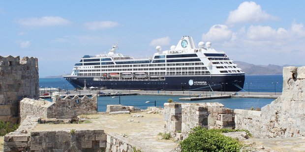 The Azamara Journey, docked at the Greek island of Rhodes. Photo / Rod Emmerson