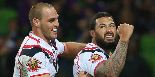 Feleti Mateo of the Warriors celebrates after scoring a try during the round 8 NRL match between the Melbourne Storm and the New Zealand Warriors. Photo / Getty Images.