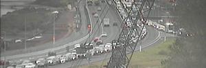 Drivers heading west on the North Western motorway are moving a bit faster than their city-bound counterparts after a crash this morning. Photo / NZTA