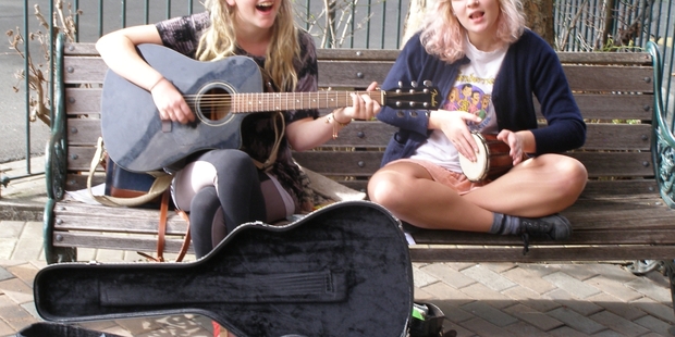 Chloe McCartan and Bethany Keene during last year's Great Busk Off. Photo/Supplied