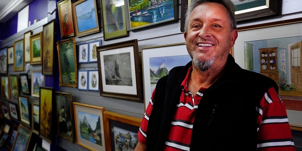 BEHOLDING ART: Graeme Somerville and his collection which goes to the heart of the old adage that art is in the eye of the beholder. PHOTO/GEORGE NOVAK
