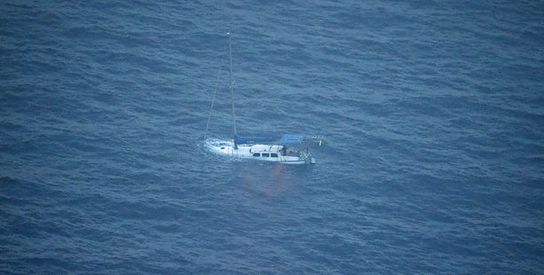 The stricken yacht. Photo / RNZAF