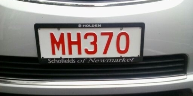 One of the two plates related to the missing airliner.