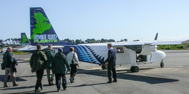 Stewart Island Flights' Britten-Norman Islander can transport about eight passengers at a time. Photo / Creative Commons image by Flickr user Ron Knight