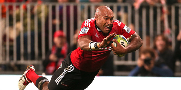 Nemani Nadolo of the Crusaders dives over to score a try during the round 12 Super Rugby match between the Crusaders and the Brumbies. Photo / Getty Images.