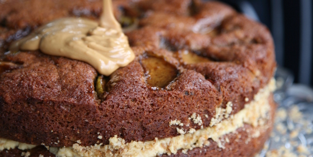 This layer cake recipe from Ripe Deli makes the most of autumn's pears. Photo / Sally Greer at Beatnik Publishing