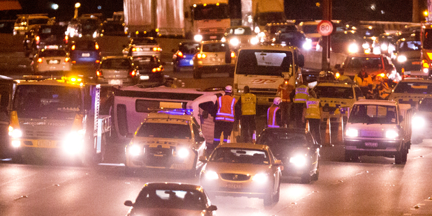 It took almost two hours to clear the motorway. Photo / Dean Purcell