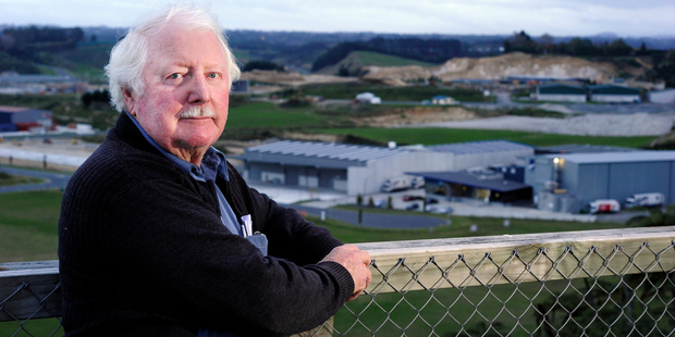 Developer Bob Clarkson and the estate at Tauriko where decisions on roading will
have a big impact on the plans for his land behind Tauriko's service station. Photo/George Novak