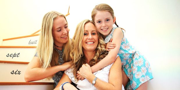 Angela Mollard with her daughters Eliza, 13 and Lilibelle, 10. Photo / Nic Gibson