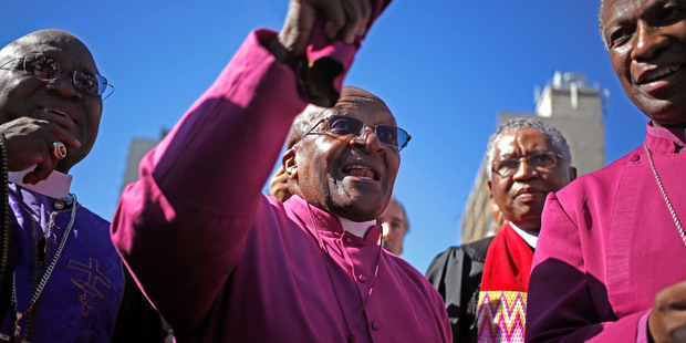 'How can you describe falling in love?' Is how retired archbishop Desmond Tutu this week recalled the joy of voting in South Africa's first all-race elections on April 27, 1994. Photo / AP