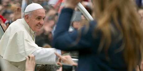Pope Francis is driven through the crowd in St. Peter's Square at the Vatican. Photo / AP