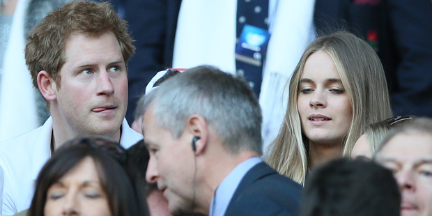 Britain's Prince Harry with his girlfriend Cressida Bonas attend the Six Nations Rugby Union match between England and Wales at Twickenham on March, 9 this year. Photo / AP