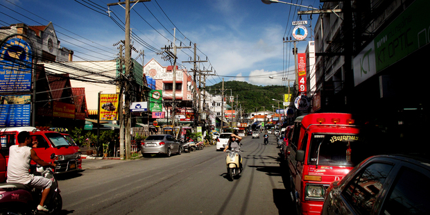The main street of Karon, Phuket. Photo / NZ Herald / Christine Cornege