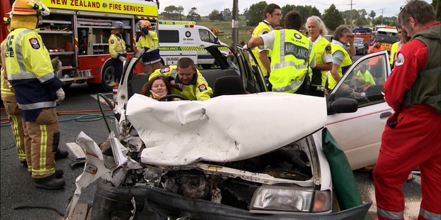 Debbie Bell from Hobsonville was airlifted to hospital in Auckland after a head-on car crash in Warkworth.